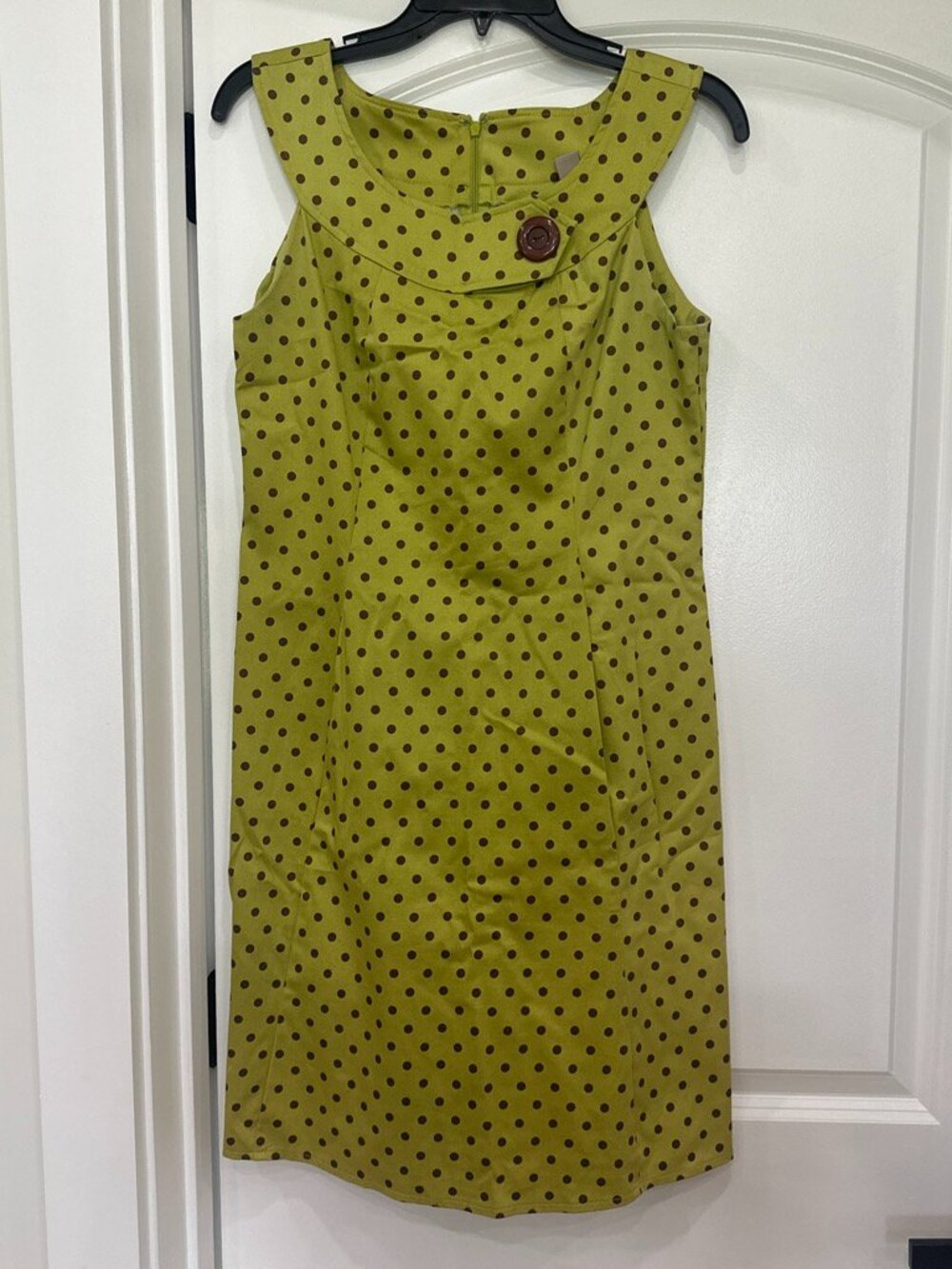 Retro 90s Vintage Kim Rogers Lime Green Polka Dot Dress